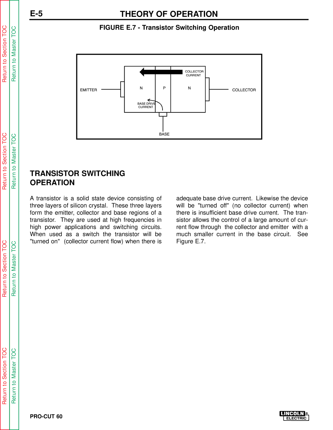 Lincoln Electric SVM104-A service manual Figure E.7 Transistor Switching Operation 