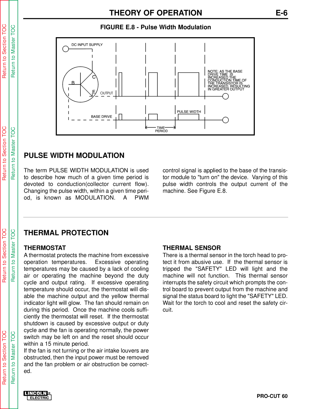 Lincoln Electric SVM104-A service manual Pulse Width Modulation, Thermal Protection, Thermostat, Thermal Sensor 