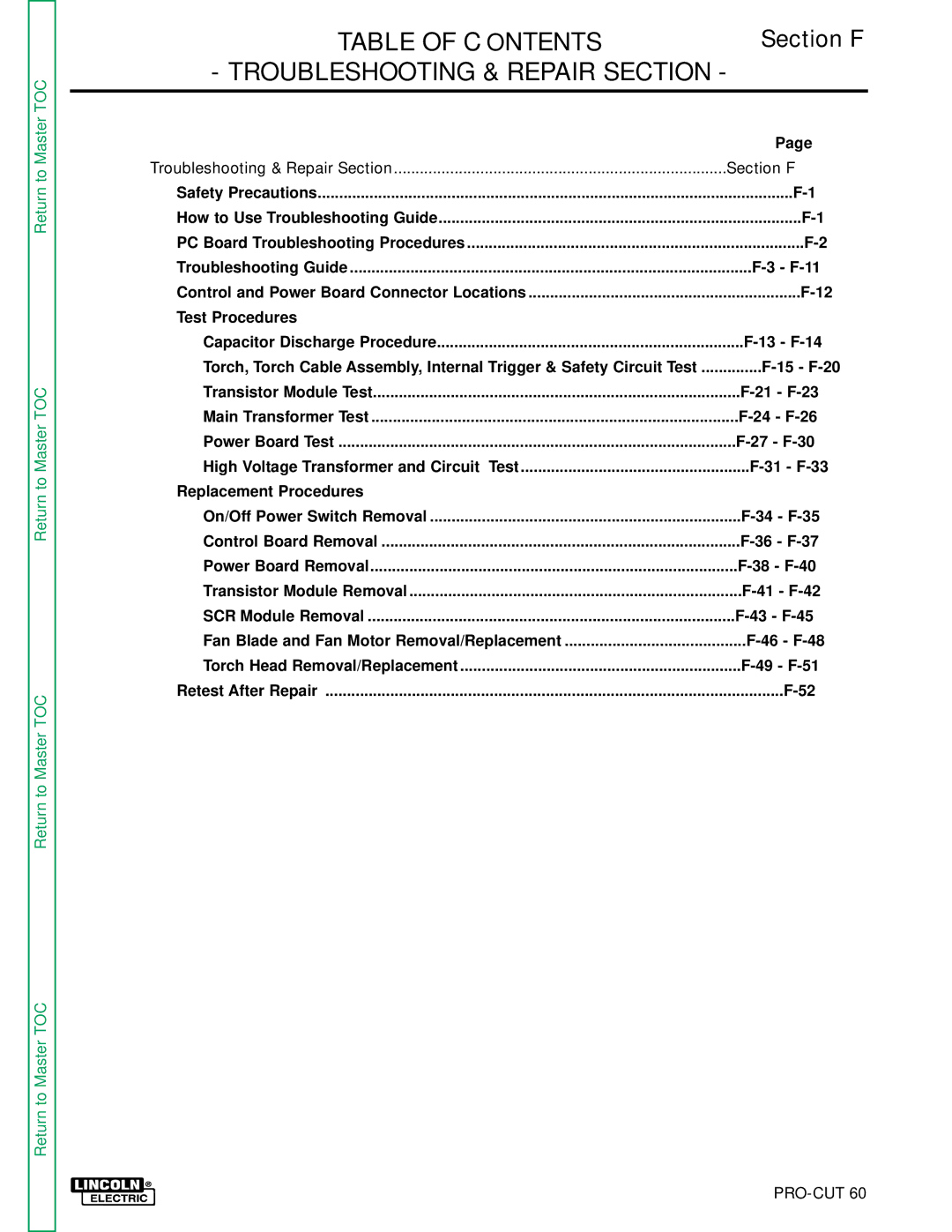 Lincoln Electric SVM104-A service manual Troubleshooting & Repair Section 