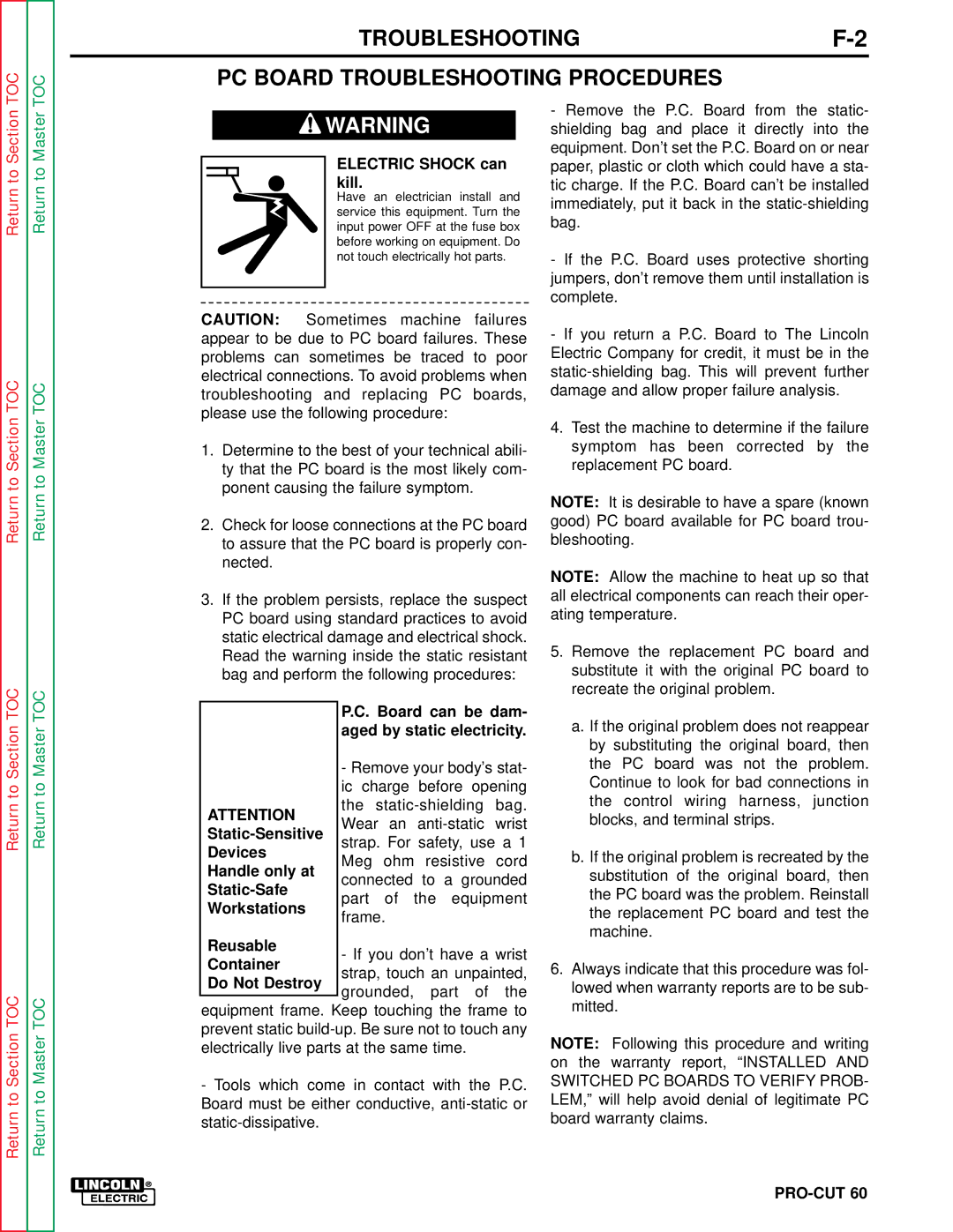 Lincoln Electric SVM104-A service manual Troubleshooting PC Board Troubleshooting Procedures 