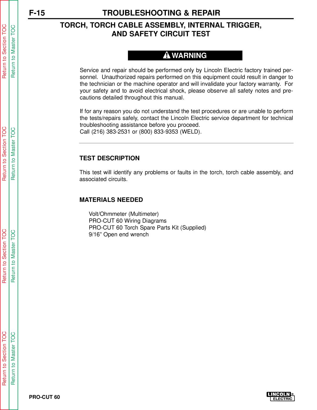 Lincoln Electric SVM104-A service manual Test Description 