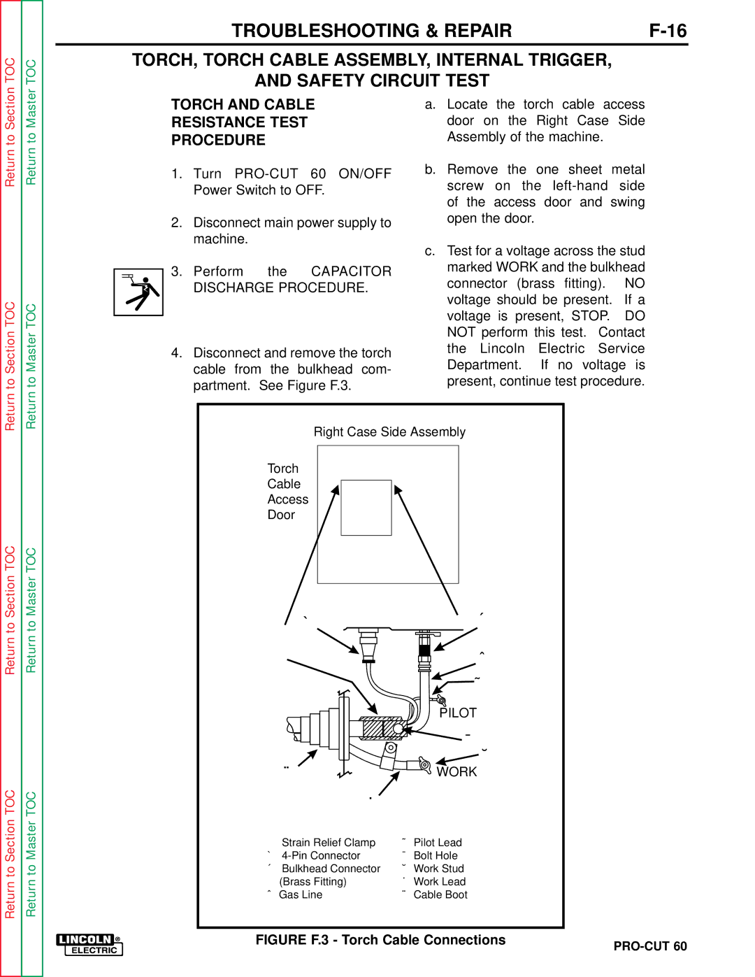 Lincoln Electric SVM104-A service manual Torch and Cable Resistance Test Procedure, Work 