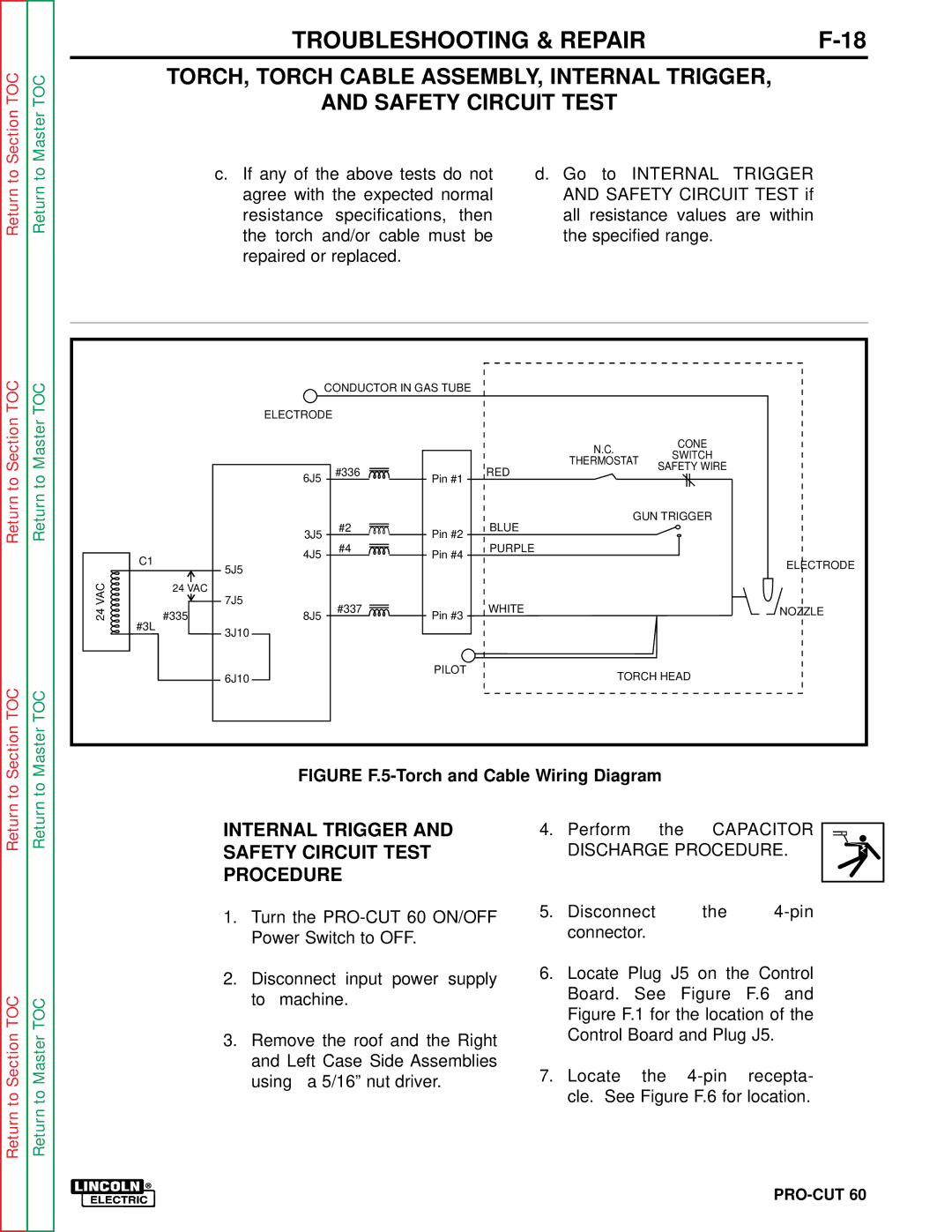 Lincoln Electric SVM104-A service manual Internal Trigger, Safety Circuit Test 