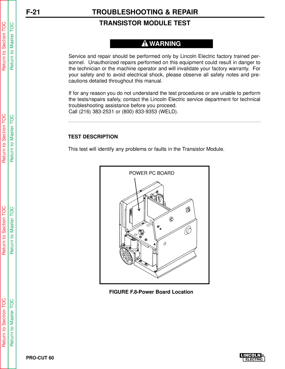 Lincoln Electric SVM104-A service manual Transistor Module Test, Test Description 