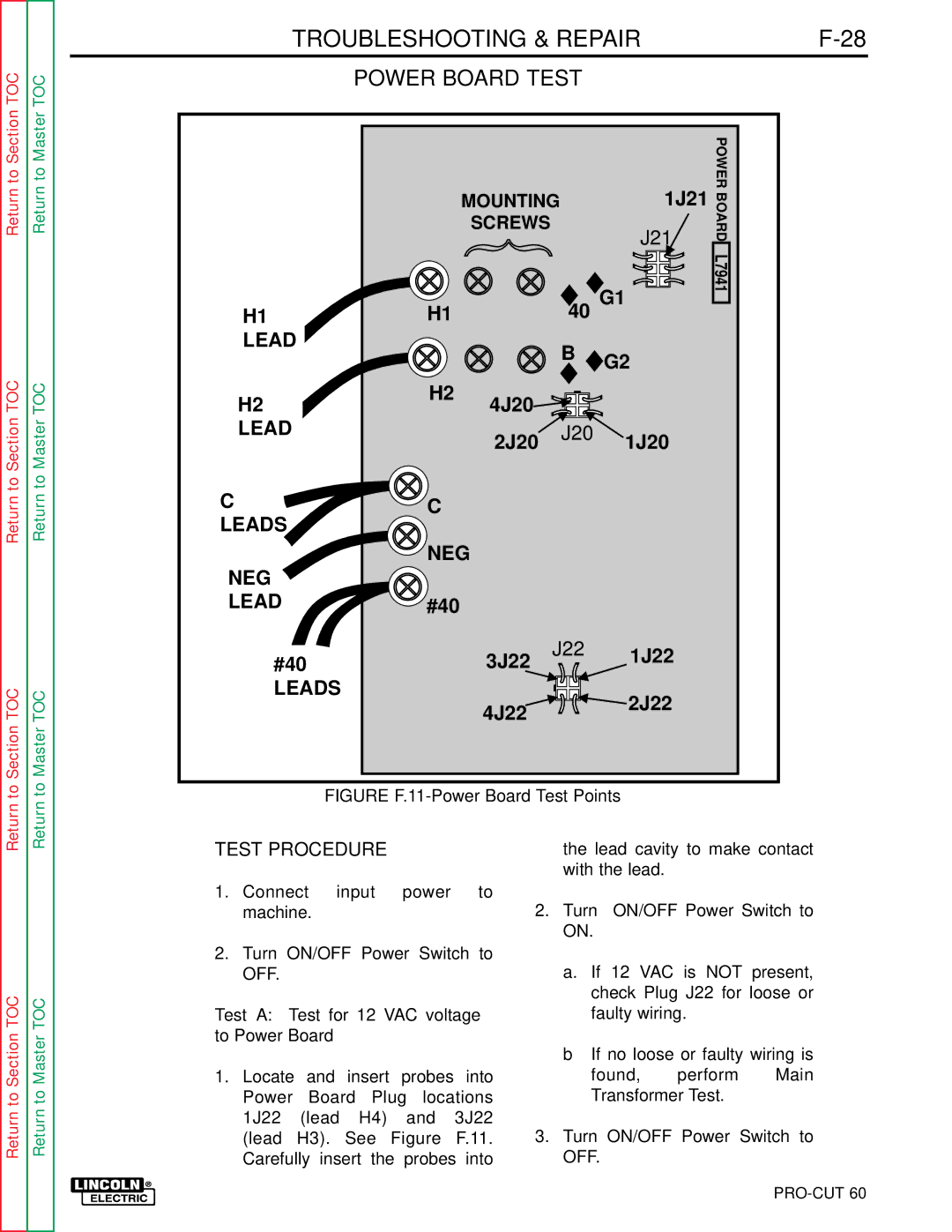 Lincoln Electric SVM104-A service manual Figure F.11-Power Board Test Points 