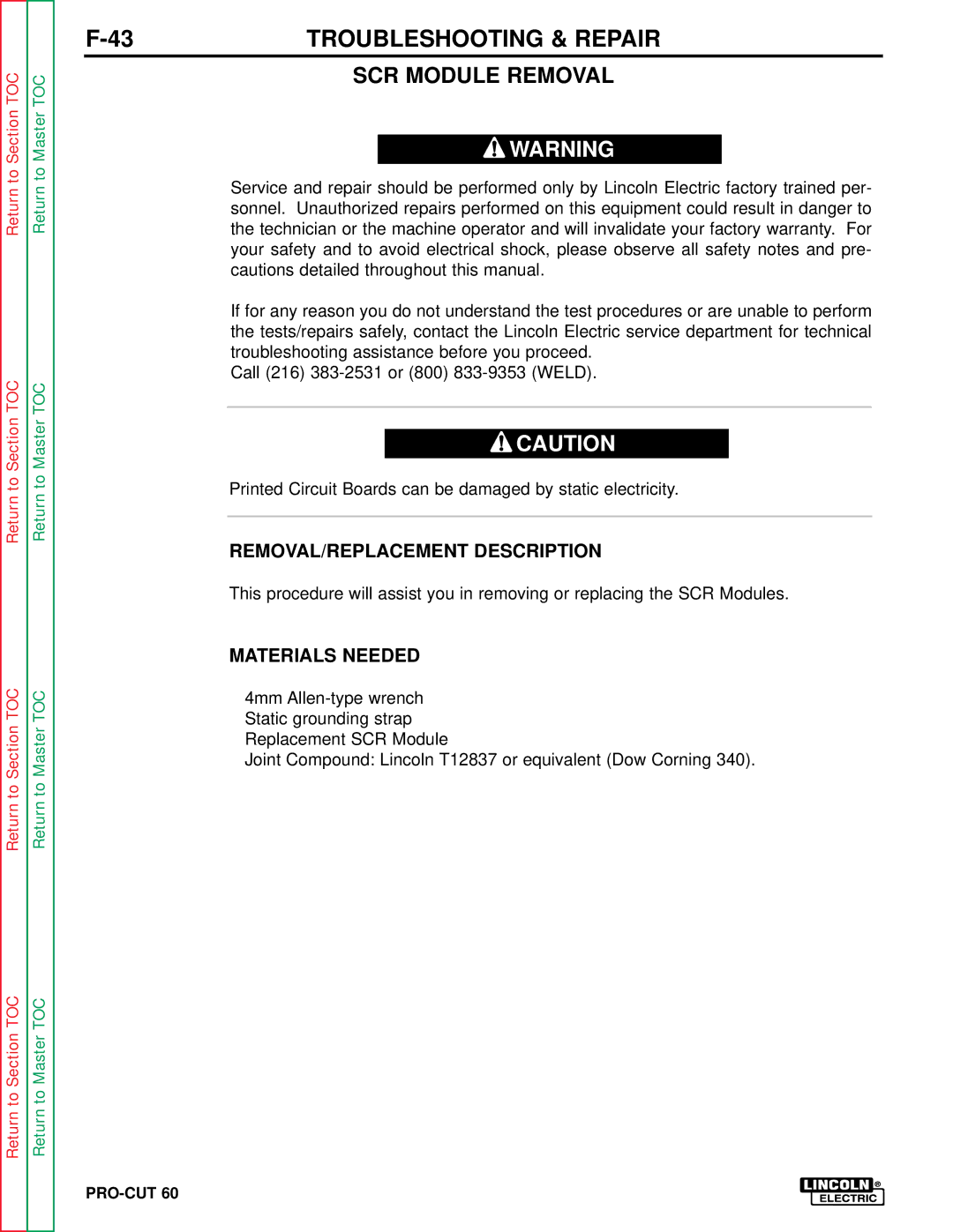 Lincoln Electric SVM104-A service manual SCR Module Removal 