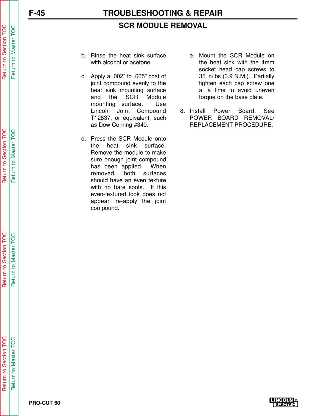 Lincoln Electric SVM104-A service manual Power Board REMOVAL/ Replacement Procedure 