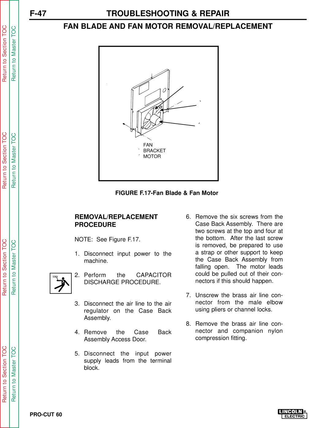 Lincoln Electric SVM104-A service manual Figure F.17-Fan Blade & Fan Motor 