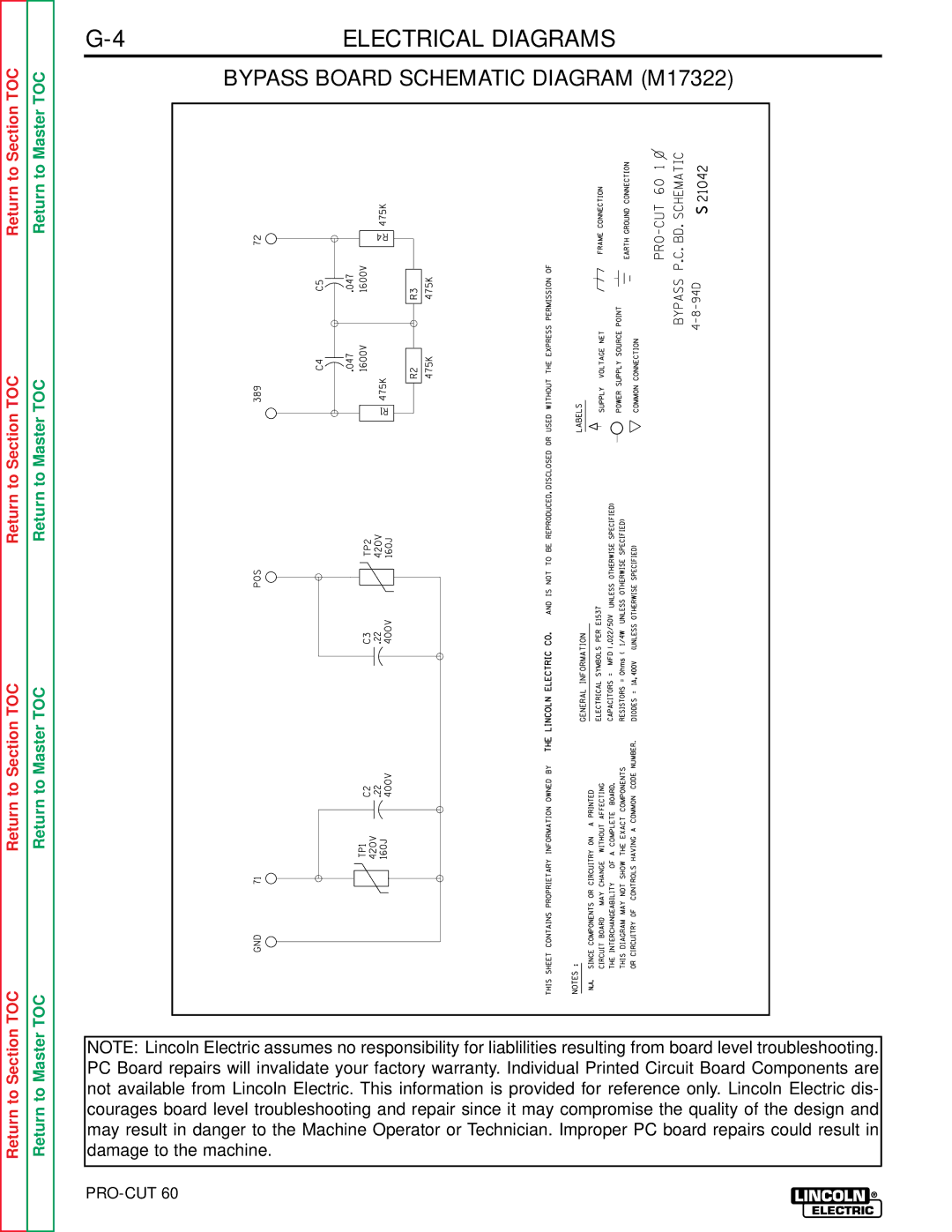 Lincoln Electric SVM104-A service manual Bypass Board Schematic Diagram M17322 