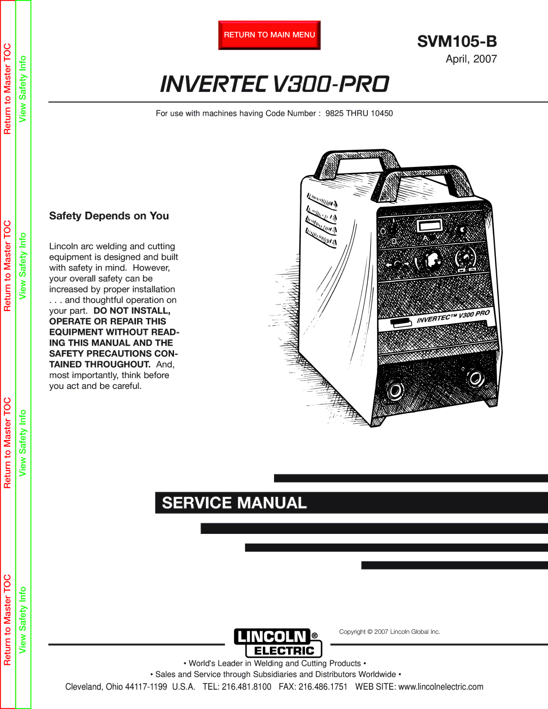 Lincoln Electric SVM105-B service manual Invertec V300-PRO 