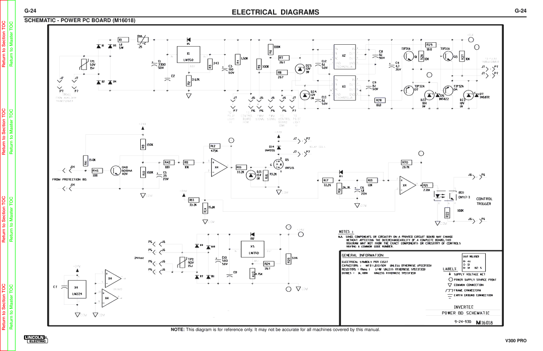 Lincoln Electric SVM105-B service manual Schematic Power PC Board M16018 