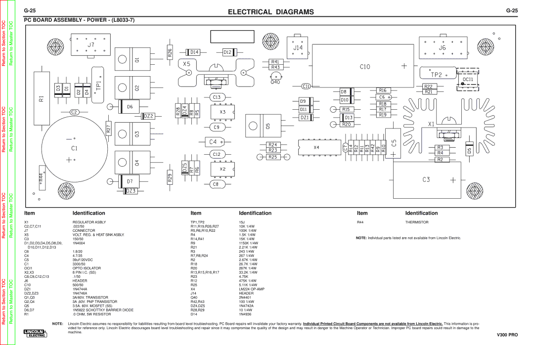 Lincoln Electric SVM105-B service manual PC Board Assembly Power L8033-7, VOLT. REG. & Heat Sink Asbly 