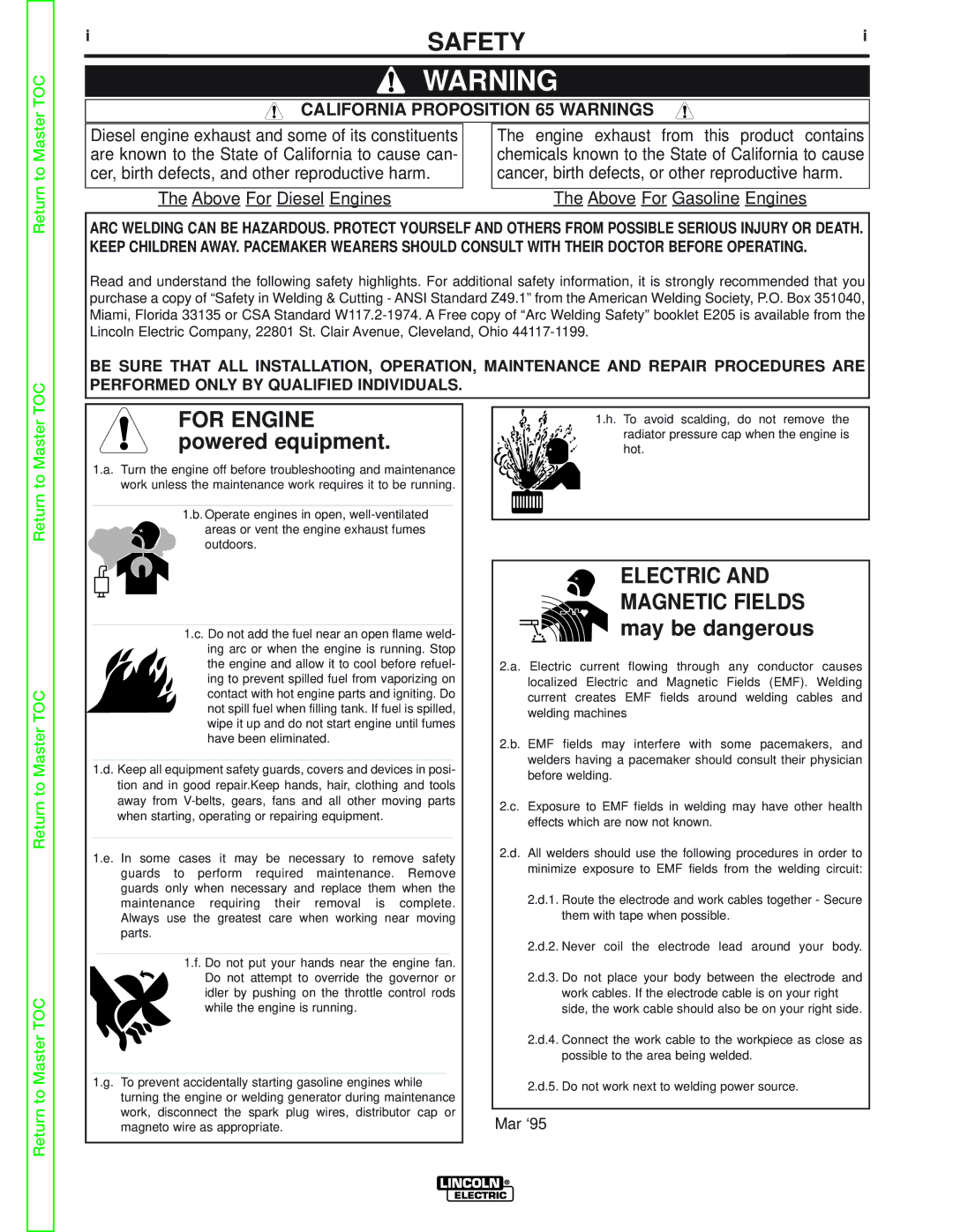 Lincoln Electric SVM105-B service manual Safety 