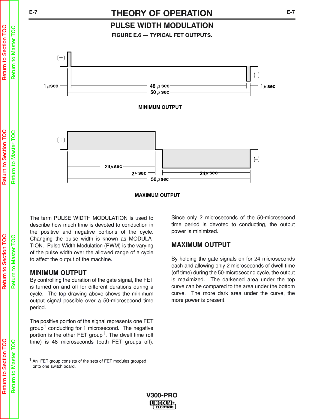 Lincoln Electric SVM105-B service manual Pulse Width Modulation, Minimum Output, Maximum Output 