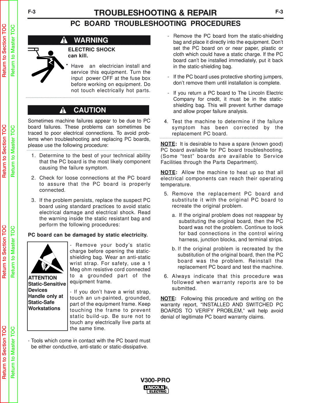 Lincoln Electric SVM105-B service manual PC Board Troubleshooting Procedures 