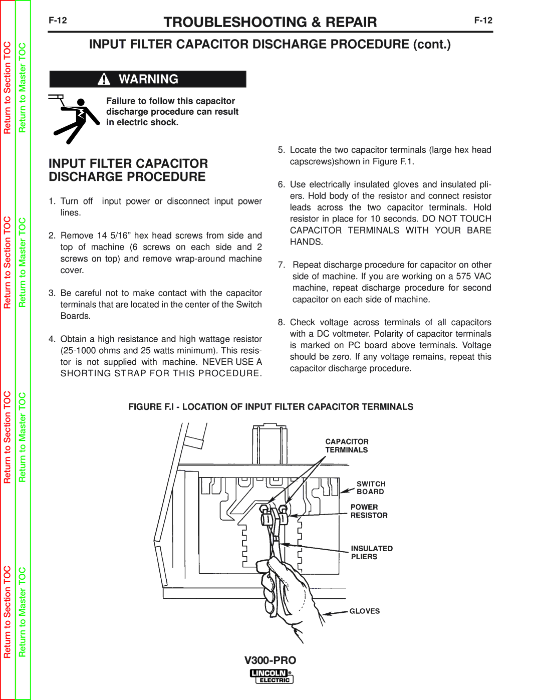 Lincoln Electric SVM105-B service manual Input Filter Capacitor Discharge Procedure 