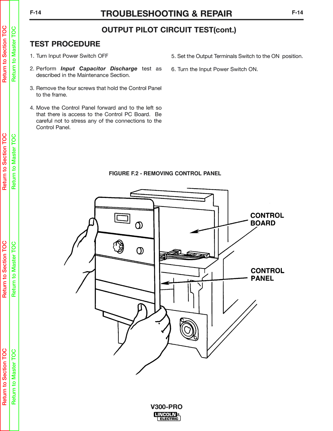 Lincoln Electric SVM105-B service manual Output Pilot Circuit TESTcont 