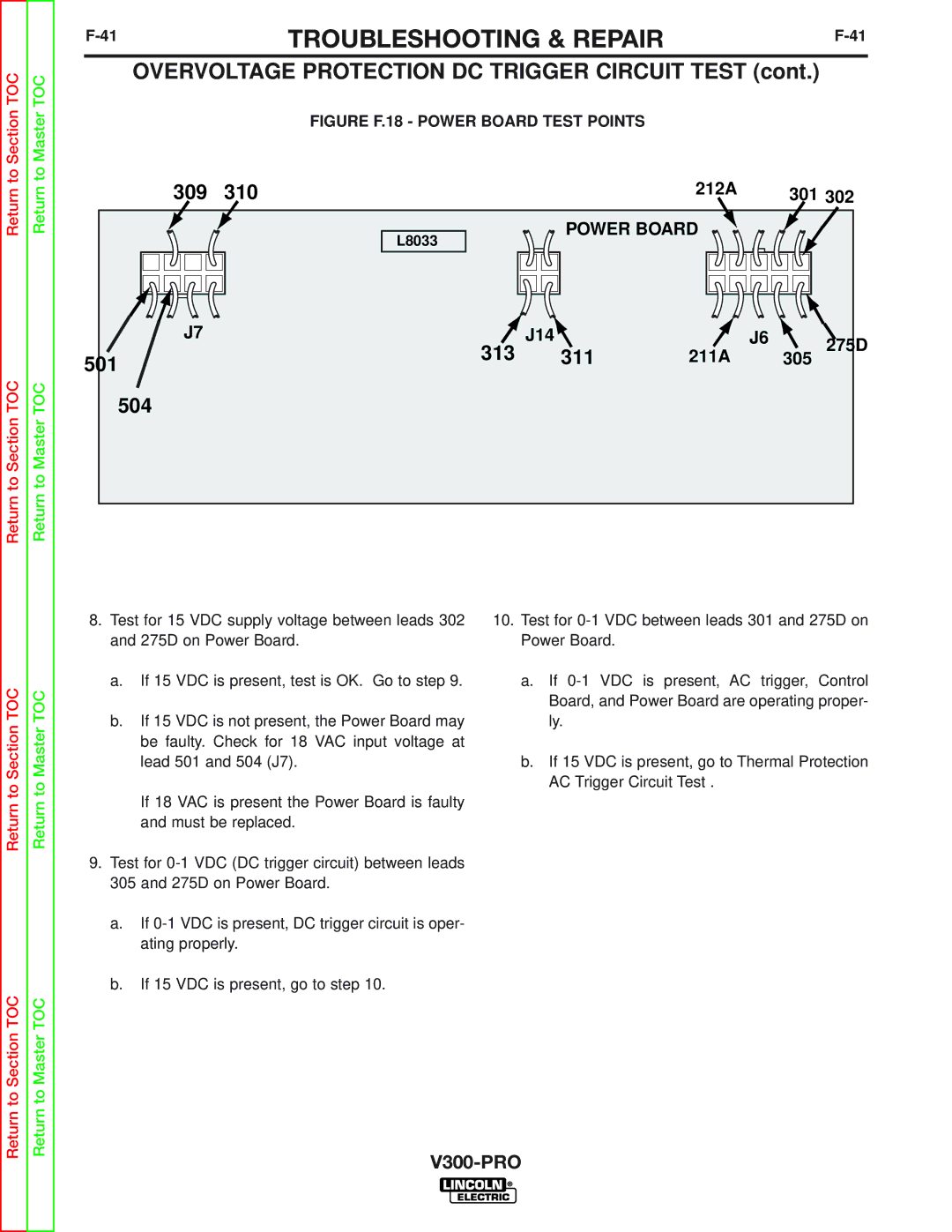 Lincoln Electric SVM105-B service manual 309 310 