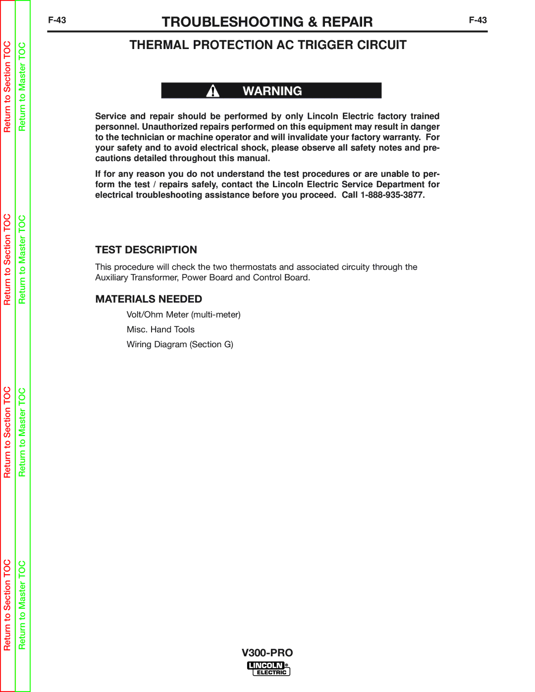 Lincoln Electric SVM105-B service manual Thermal Protection AC Trigger Circuit 