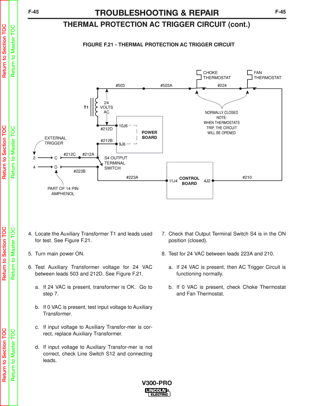 Lincoln Electric SVM105-B service manual Figure F.21 Thermal Protection AC Trigger Circuit 