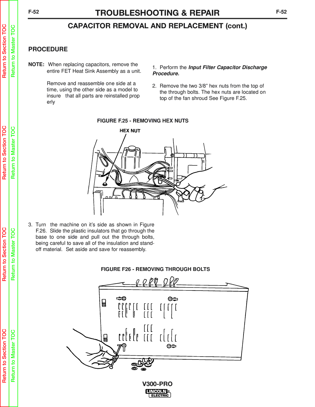 Lincoln Electric SVM105-B service manual Capacitor Removal and Replacement, Procedure 