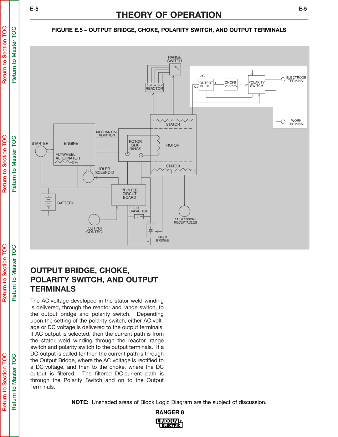 Lincoln Electric SVM107-B service manual Output BRIDGE, Choke Polarity SWITCH, and Output Terminals 