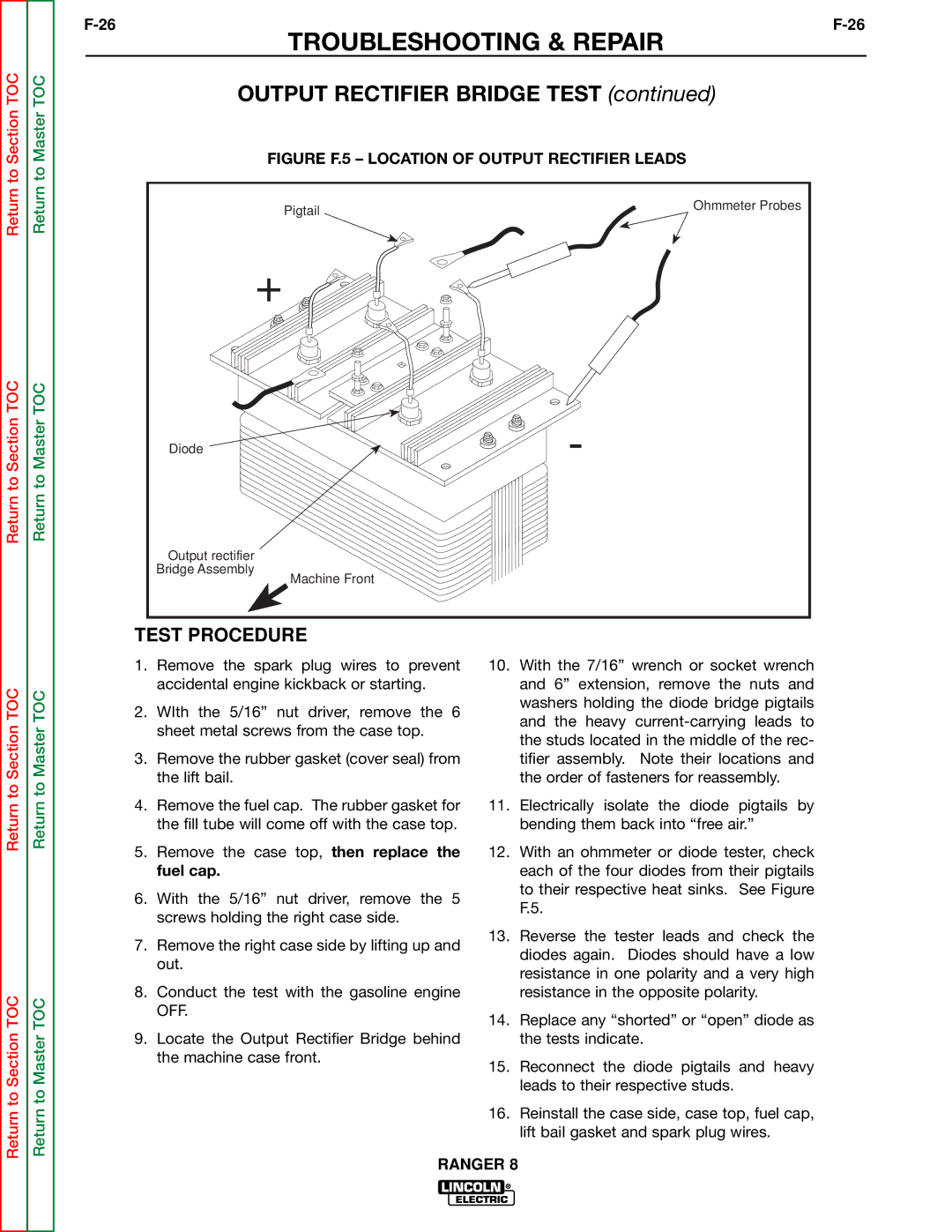 Lincoln Electric SVM107-B service manual Output Rectifier Bridge Test 