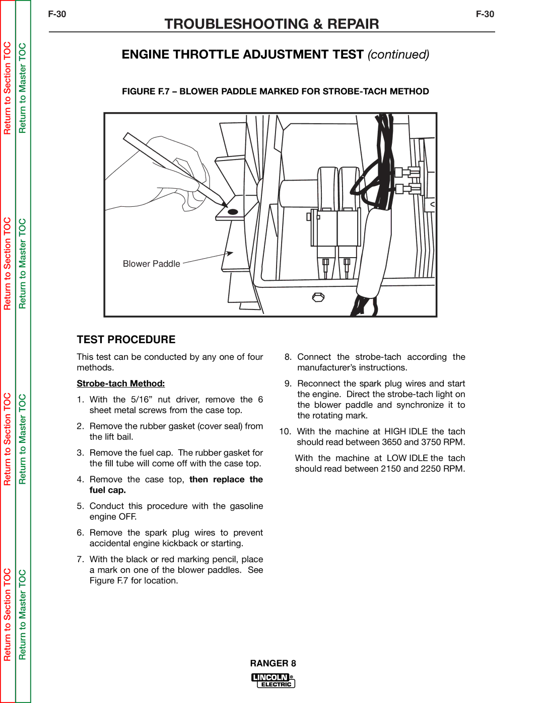 Lincoln Electric SVM107-B service manual Engine Throttle Adjustment Test 