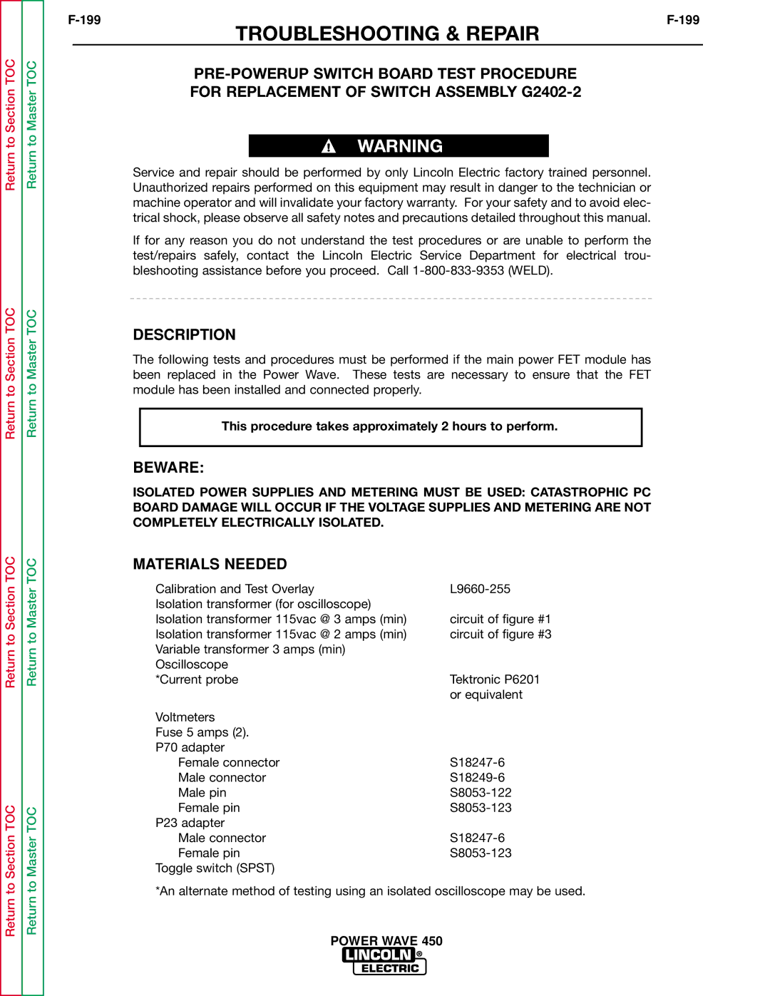 Lincoln Electric SVM112-B service manual Beware 