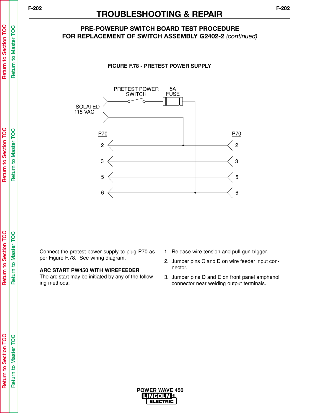 Lincoln Electric SVM112-B service manual Figure F.78 Pretest Power Supply 