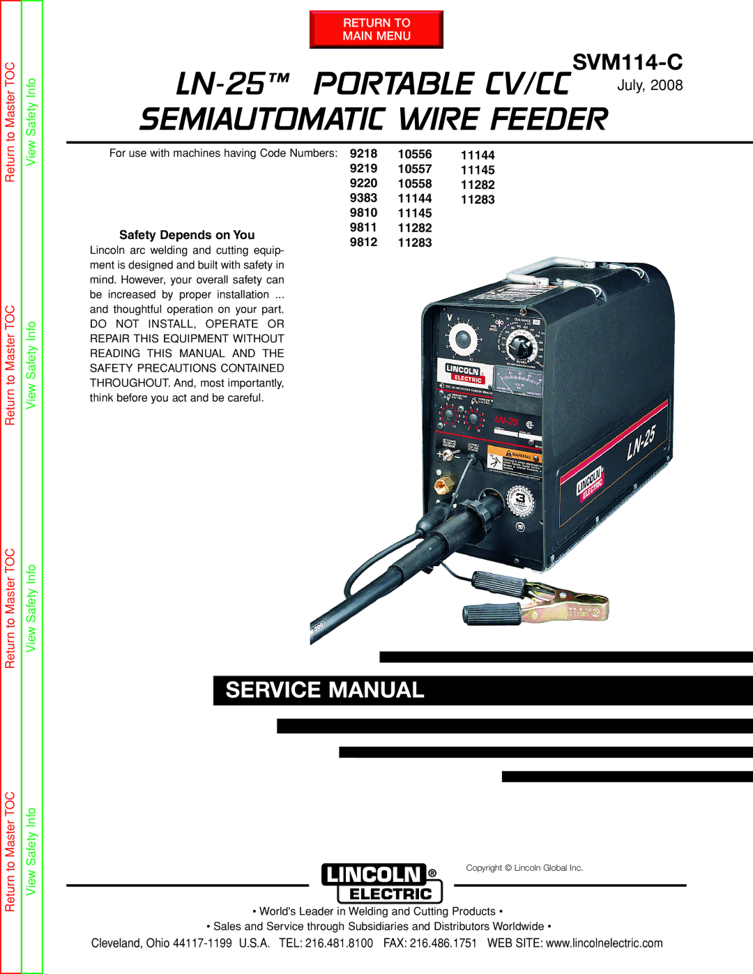 Lincoln Electric SVM114-C service manual Semiautomatic Wire Feeder 