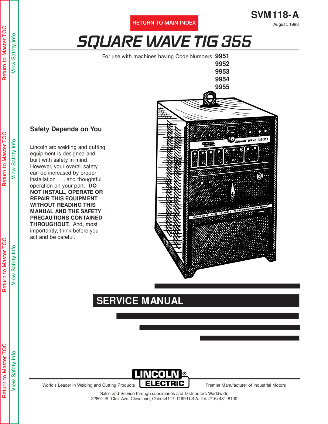 Lincoln Electric SVM118-A service manual Square Wave TIG 