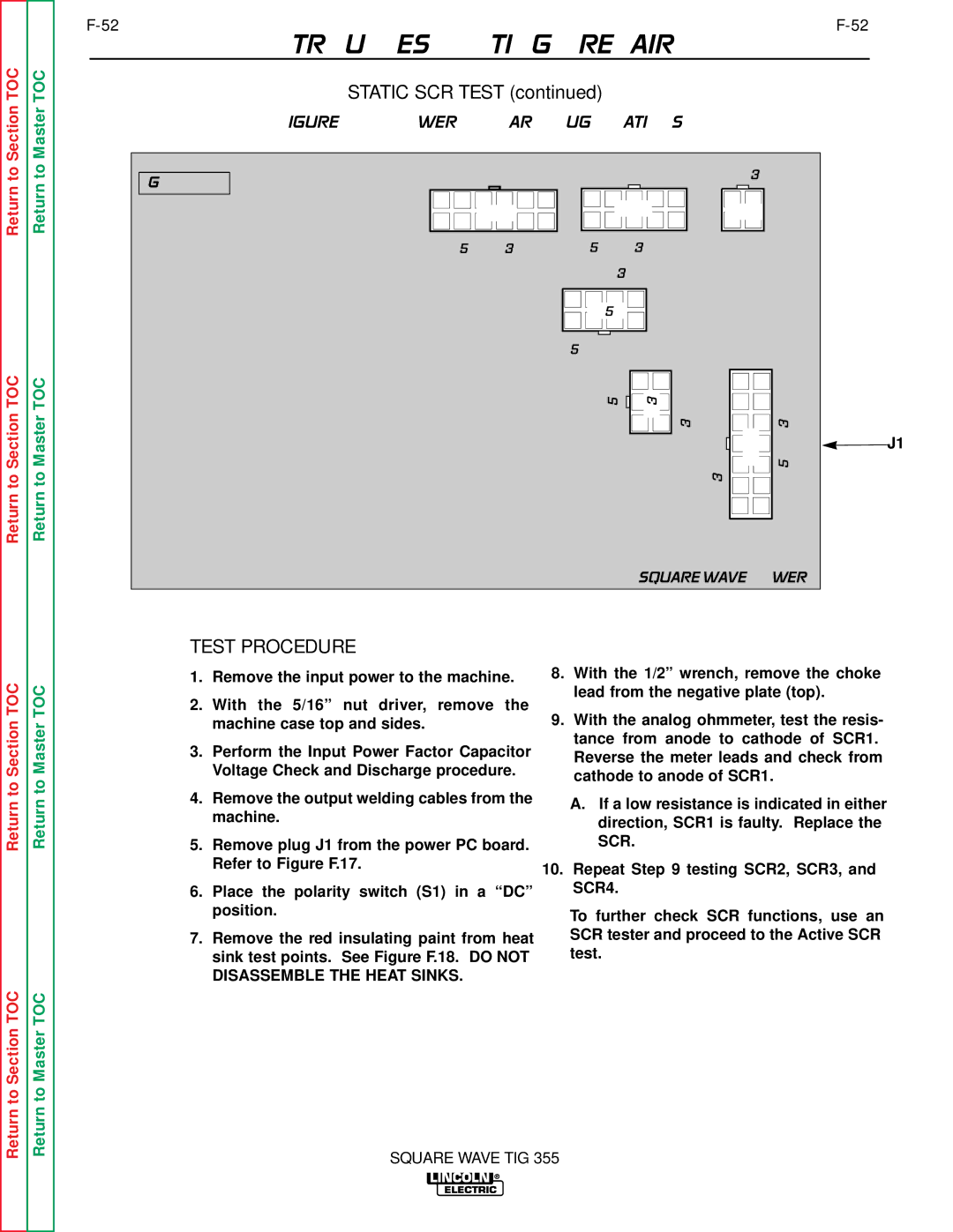 Lincoln Electric SVM118-A service manual Static SCR Test 