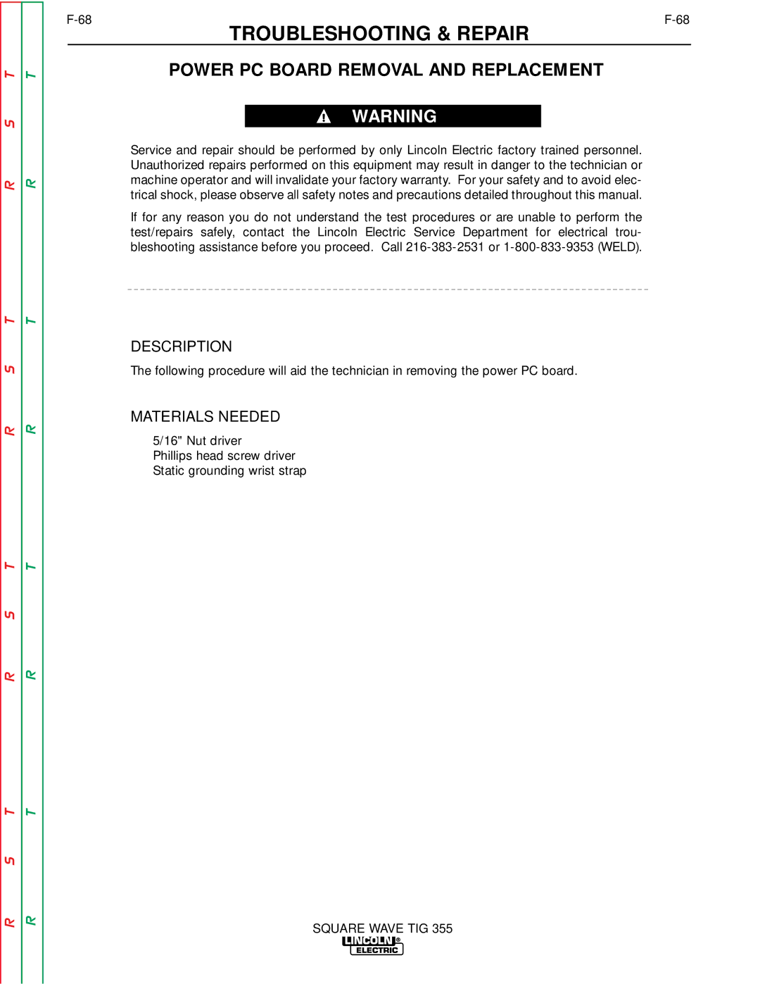 Lincoln Electric SVM118-A service manual Power PC Board Removal and Replacement 