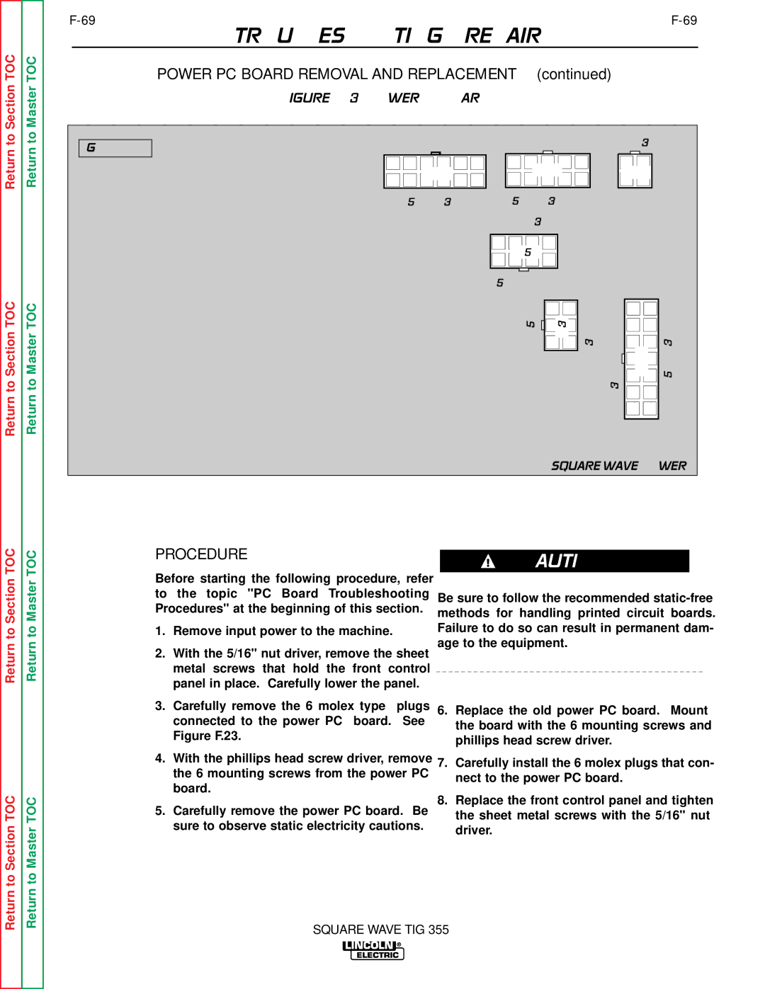 Lincoln Electric SVM118-A service manual Procedure, Figure F.23 Power PC Board 