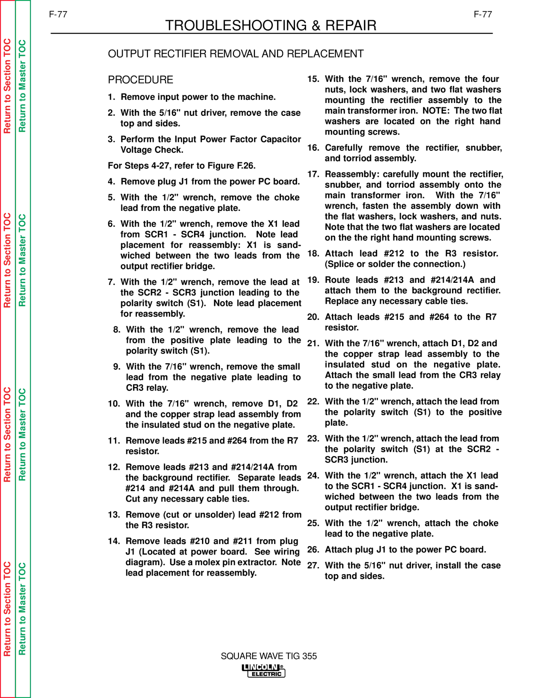 Lincoln Electric SVM118-A service manual Procedure 