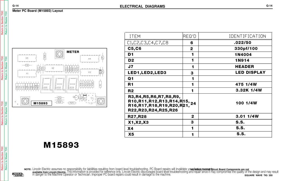 Lincoln Electric SVM118-A service manual M15893 