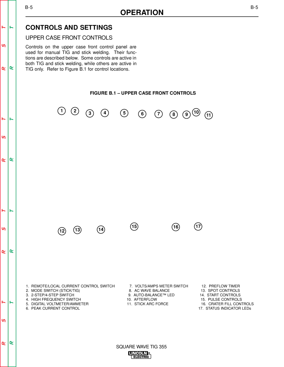 Lincoln Electric SVM118-A service manual Controls and Settings, Upper Case Front Controls 