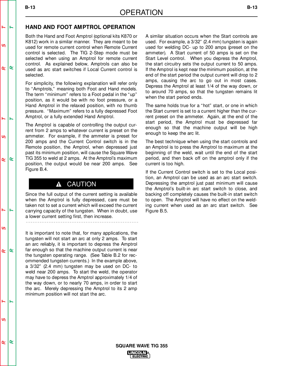 Lincoln Electric SVM118-A service manual Hand and Foot Amptrol Operation 