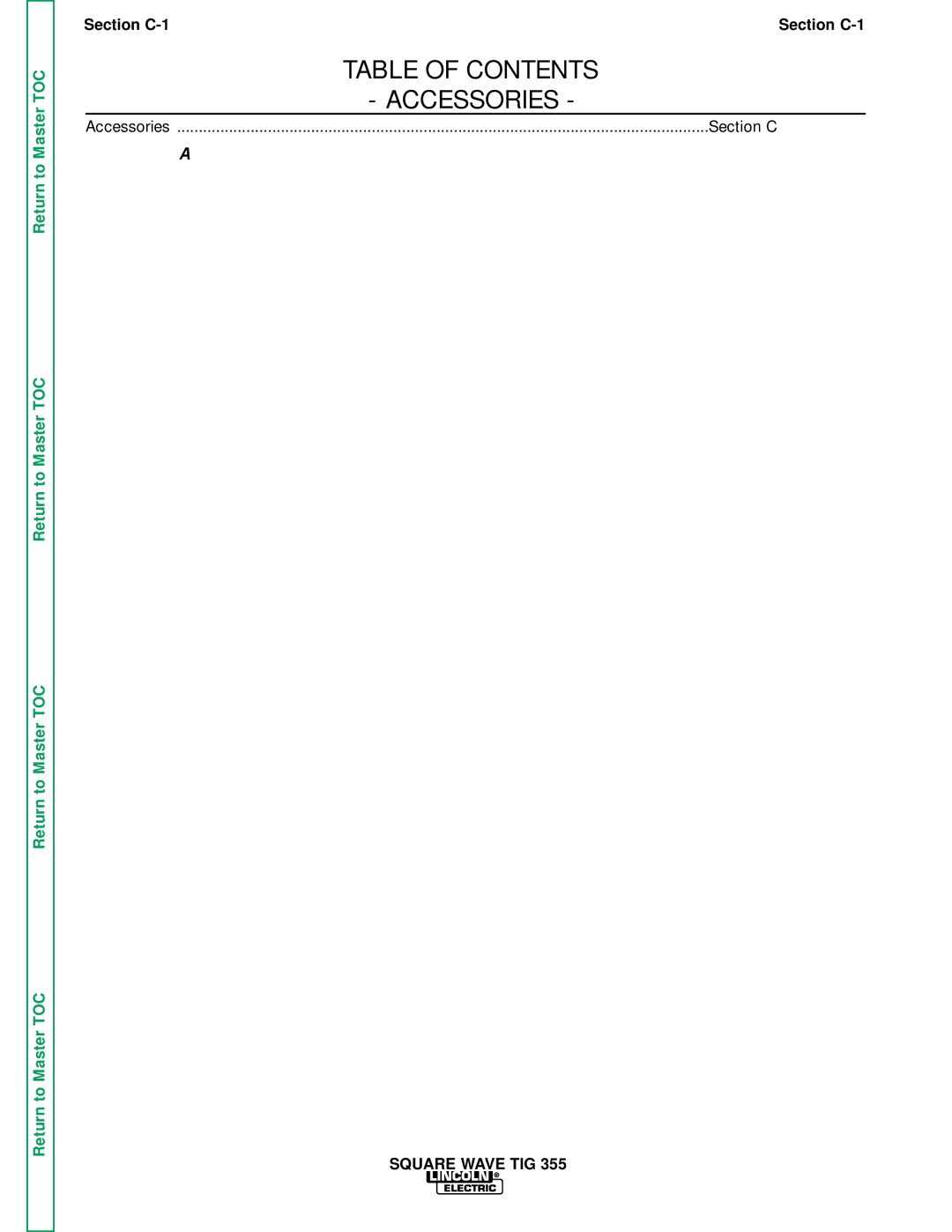 Lincoln Electric SVM118-A service manual Table of Contents 