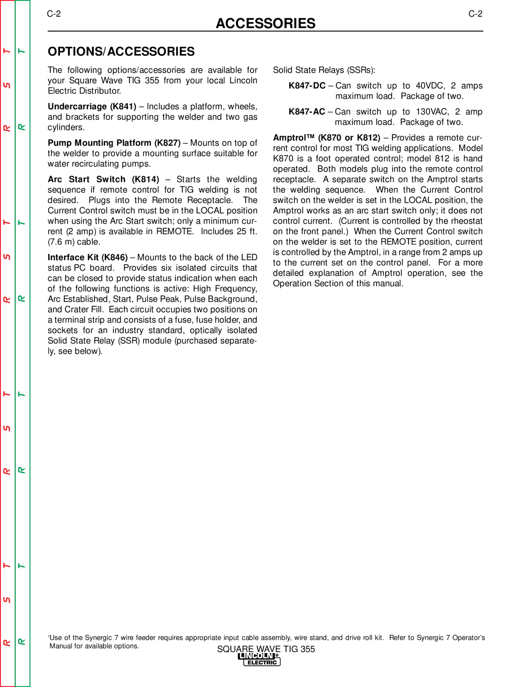 Lincoln Electric SVM118-A service manual Options/Accessories, Return to Section Return to Section TOC 