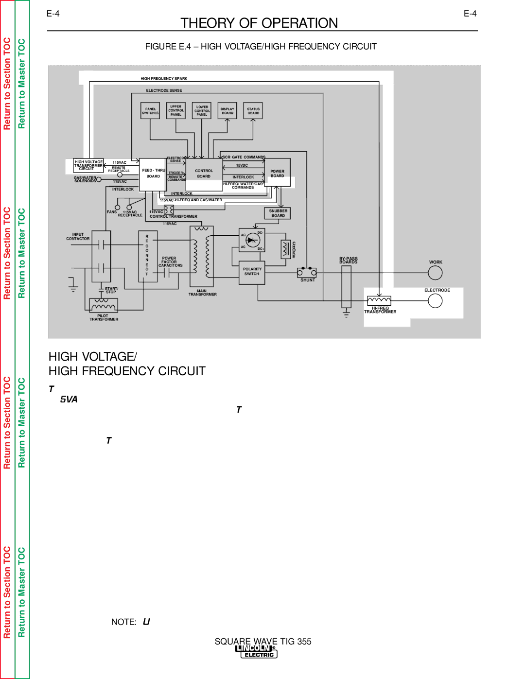 Lincoln Electric SVM118-A High Voltage High Frequency Circuit, Figure E.4 High VOLTAGE/HIGH Frequency Circuit 