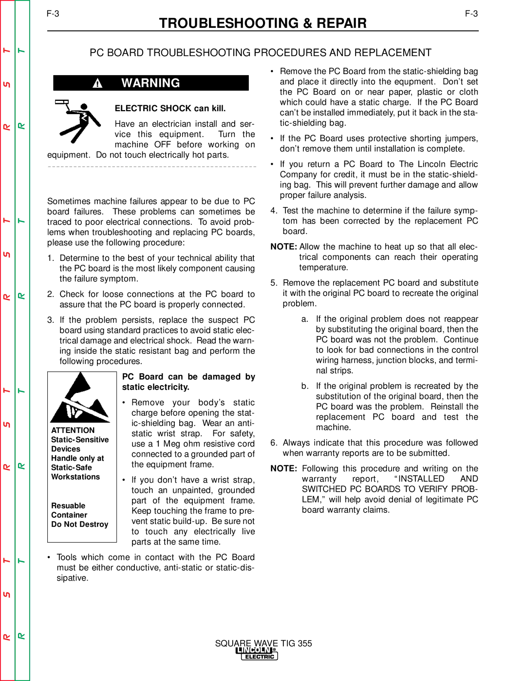 Lincoln Electric SVM118-A service manual PC Board Troubleshooting Procedures and Replacement 