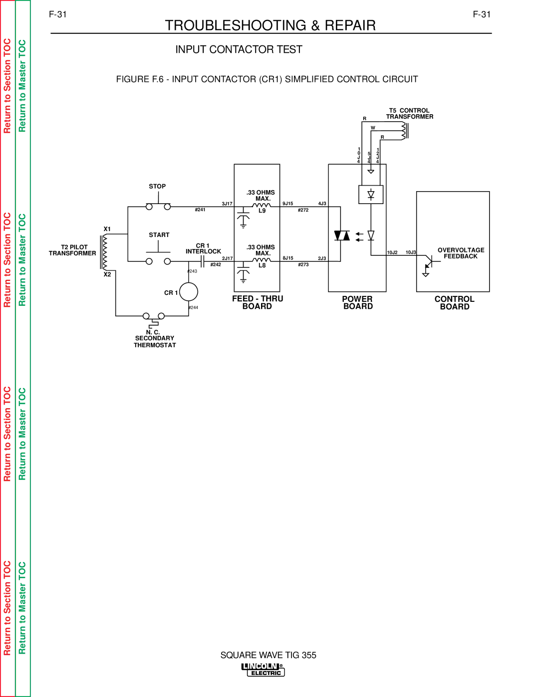 Lincoln Electric SVM118-A service manual Figure F.6 Input Contactor CR1 Simplified Control Circuit 