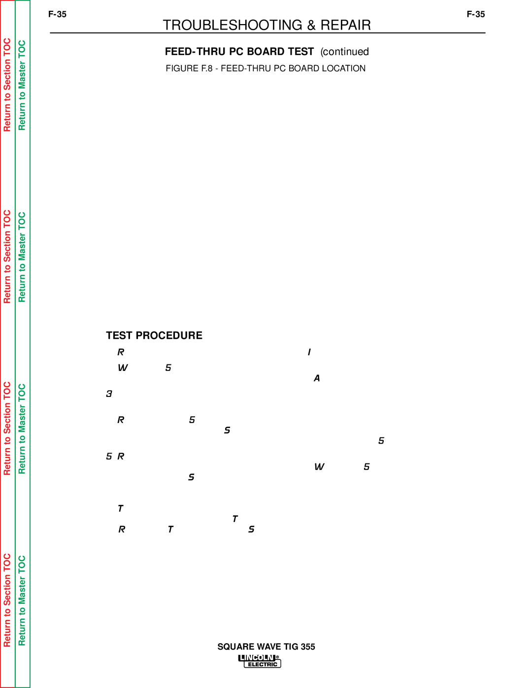 Lincoln Electric SVM118-A service manual FEED-THRU PC Board Test 
