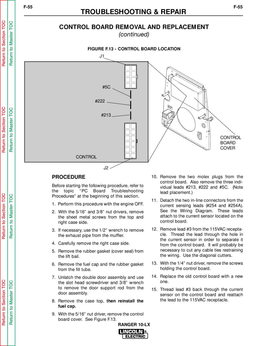 Lincoln Electric SVM120-A service manual Figure F.13 Control Board Location 