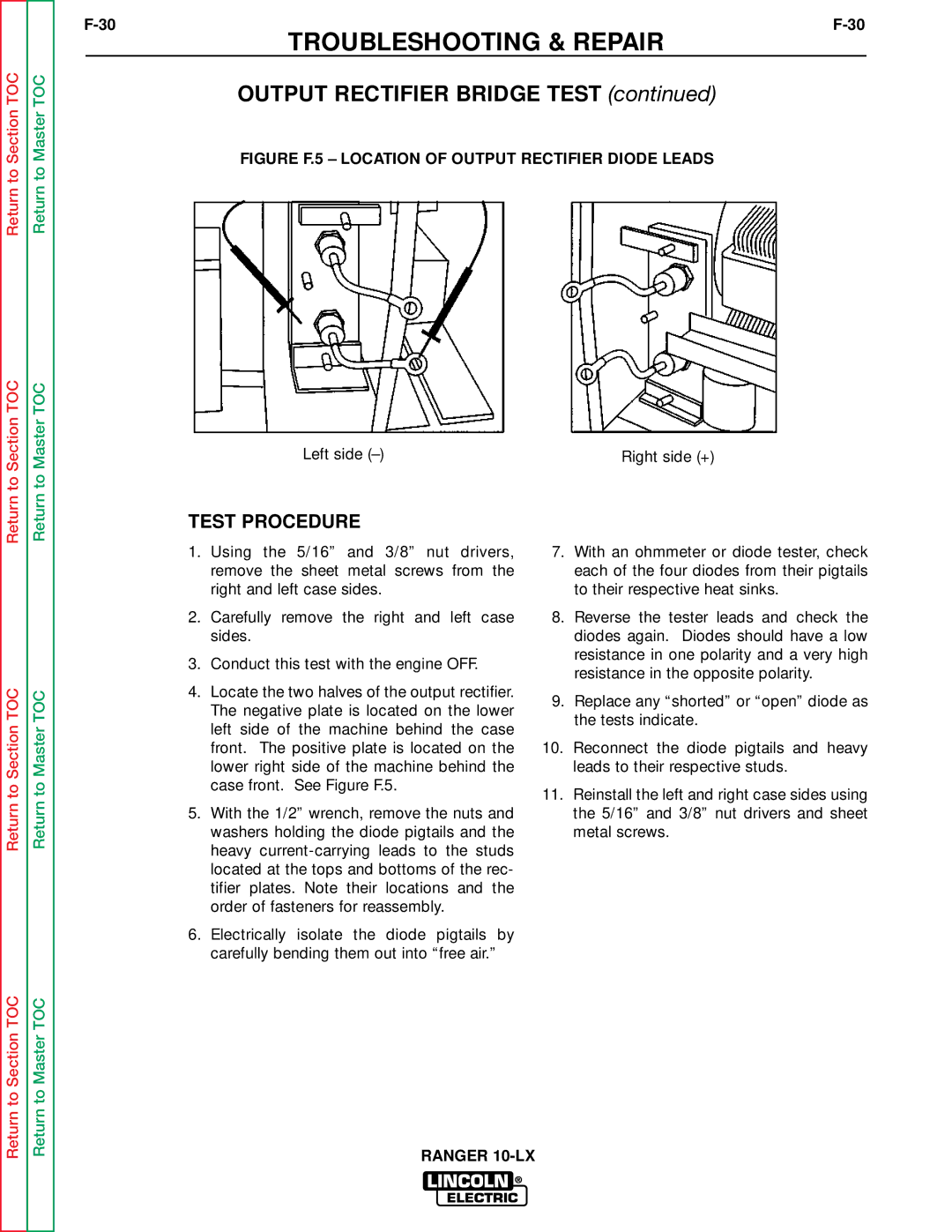 Lincoln Electric SVM120-A service manual Output Rectifier Bridge Test 