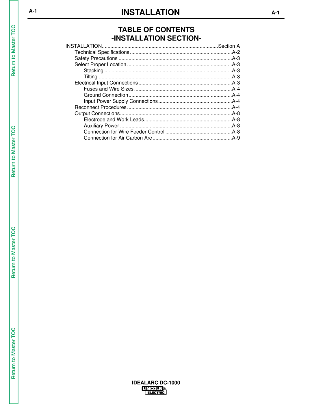 Lincoln Electric SVM123-A service manual Installation 