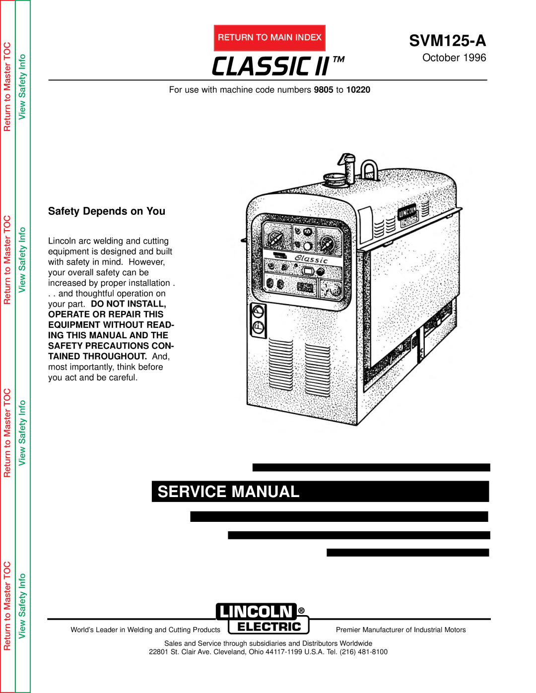 Lincoln Electric SVM125-A service manual Classic II TM 