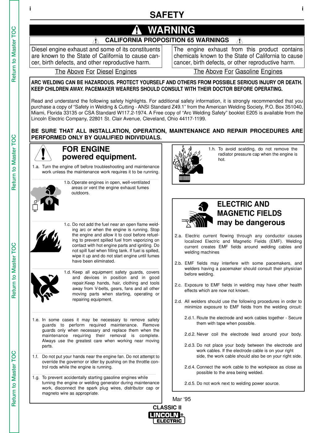 Lincoln Electric SVM125-A service manual Safety, California Proposition 65 Warnings 